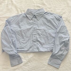 Miu Miu cropped button down shirt blue size medium